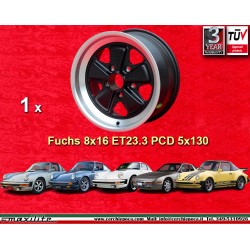 Porsche  Fuchs 8x16 ET23.3 5x130 matt black/diamond cut 911 SC, Carrera -1989, 944 -1986 back axle, turbo  cerchio wheel jante l