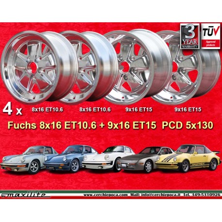 4 pcs. wheels Porsche  Fuchs 8x16 ET10.6 9x16 ET15 5x130 fully polished 911 SC, Carrera -1989, turbo -1987
