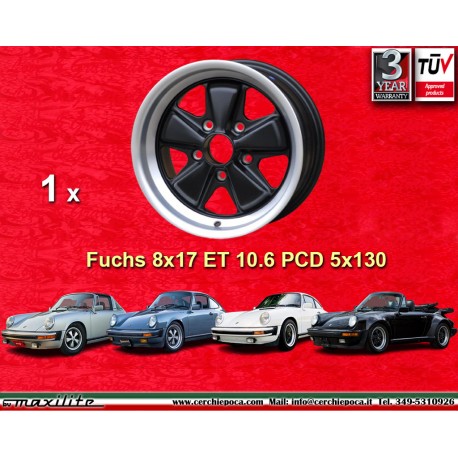 Porsche Fuchs 8x17 ET10.6 5x130 matt black/diamond cut 911 SC, Carrera -1989, turbo -1987 cerchio wheel jante felge llanta