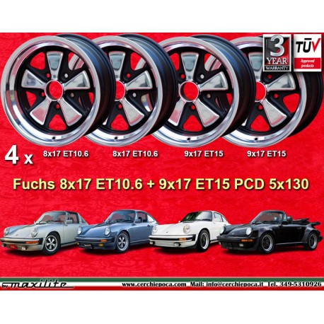 4 pcs. jantes Porsche  Fuchs 8x17 ET10.6 9x17 ET15 5x130 RSR style 911 SC Carrera -1989 turbo -1987