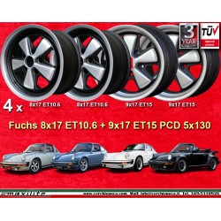 4 uds. llantas Porsche  Fuchs 8x17 ET10.6 9x17 ET15 5x130 anodized look 911 SC Carrera -1989 turbo -1987