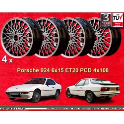 4 uds. llantas Porsche  Turbo 6x15 ET20 4x108 black/polished 924 924S