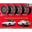 4 jantes X-Spoke 6x15 4x108 Porsche 924  924 924S black/polished