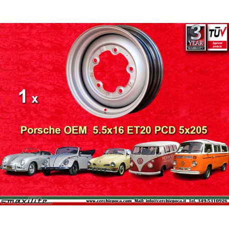 Porsche 5.5x16 ET15 5x205 silver 356 - 1963 cerchio wheel jante felge llanta
