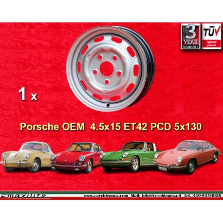 Porsche 4.5x15 ET42 5x130 silver 356 C SC, 911 -1969, 912 cerchio wheel jante felge llanta