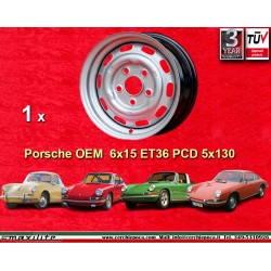 Porsche 6x15 ET36 5x130 silver 356 C SC, 911 -1969, 912 cerchio wheel jante felge llanta