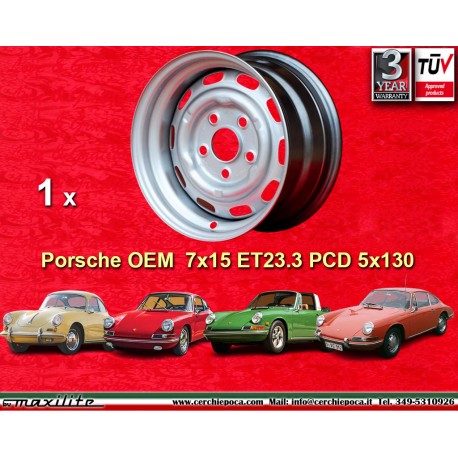 Porsche 7x15 ET23.3 5x130 silver 356 C SC, 911 -1969, 912 cerchio wheel jante felge llanta