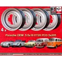 4 cerchi OE steel 5.5x16 ET20 5x205 Volkswagen Porsche 356  silver
