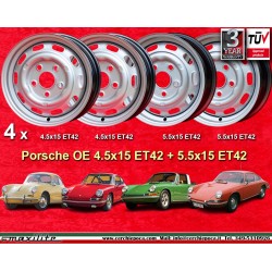 4 pcs. wheels Porsche  Fuchs 4.5x15 ET42 5.5x15 ET42 5x130 silver 356C SC Carrera GS 901 911 912