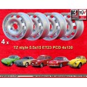 4 wheels TZ 5.5x15 4x130 Porsche VW Beetle  Beetle 67- Karmann Ghia 67- Type 3 411 412 silver
