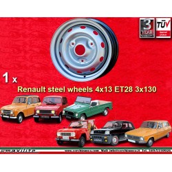 4 llantas de acero Renault R4 (63-91) 4L, R5, R6, 4x13 ET28 silver