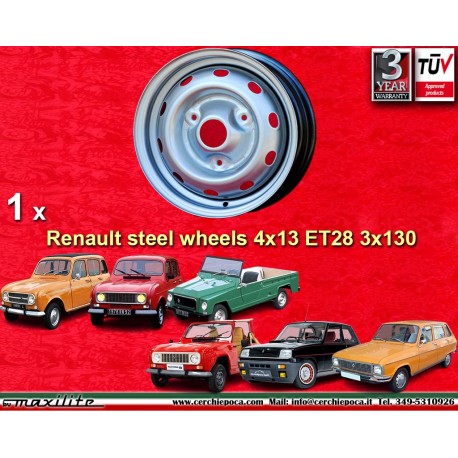4 llantas de acero Renault R4 (63-91) 4L, R5, R6, 4x13 ET28 silver