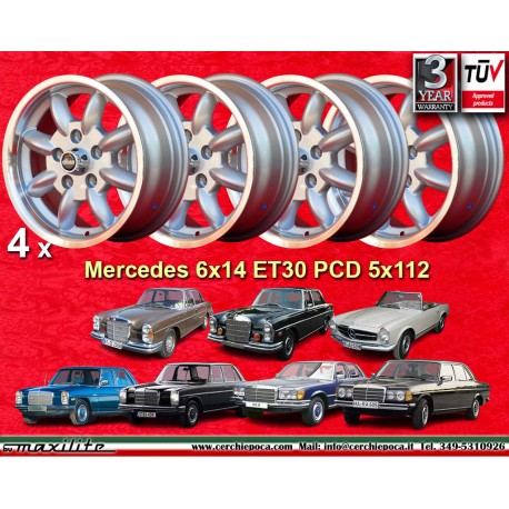 Ford Minilite 6x14 ET30 5x112 silver/diamond cut Consul, Granada, P5, P6, P7, Mercedes 108 109 113 114 115 cerchi wheels jantes 