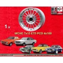 1 llanta WCHE 7x15 4x108 Ford Escort  Escort Mk1-2 Capri Cortina Taunus TC silver/diamond cut