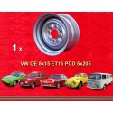 1 jante OE 8x15 4x130 Volkswagen VW  VW 1968-79 8x15  PCD 4x130 ET15  silver. silver