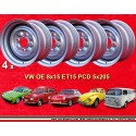 4 wheels OE 8x15 4x130 Volkswagen VW  VW 1968-79 8x15  PCD 4x130 ET15  silver. silver
