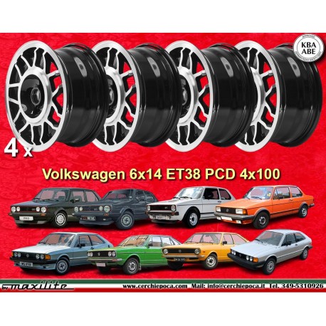 4 pz. cerchi Volkswagen 6x14 Golf GTI Jetta Passat Scirocco alloy/black