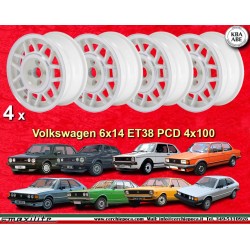 4 pieces. Volkswagen 6x14 Golf GTI Jetta Passat Scirocco jantes argent/noir