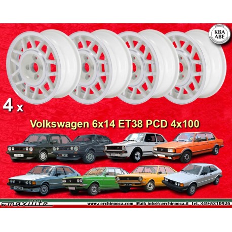 4 pieces. Volkswagen 6x14 Golf GTI Jetta Passat Scirocco jantes argent/noir