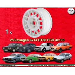 4 pcs. Volkswagen 6x14 Golf GTI Jetta Passat Scirocco white/red rims