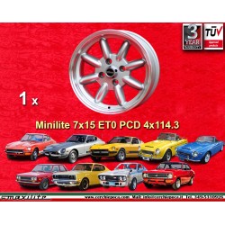 Datsun Minilite 7x15 ET0 4x114.3 silver/diamond cut 240Z, 260Z, 280Z, 280 ZX cerchio wheel jante llanta Felge