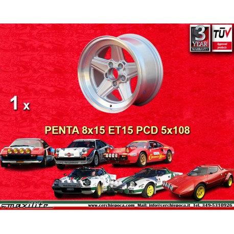 1 Felge Penta 8x15 5x108 Lancia Ferrari Ferrari 308GTB Lancia Stratos group 4 silver/diamond cut