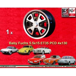 Volkswagen Baby Fuchs 5.5x15 ET35 4x130 black/diamond cut 914-4, VW Beetle 1968--, Karmann Ghia Typ 34 cerchio wheel jante felge