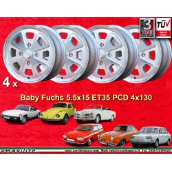 4 cerchi Babyfuchs 5.5x15 ET35 4x130 Volkswagen Porsche 914-4  silver/diamond cut