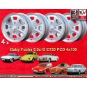 4 wheels Babyfuchs 5.5x15 4x130 Volkswagen Porsche 914-4  914-4 VW Beetle 1968-- Karmann Ghia Typ 34 silver/diamond cut