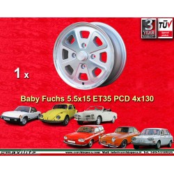 Volkswagen Baby Fuchs 5.5x15 ET35 4x130 silver/diamond cut Beetle 67-, Karmann Ghia 67-, Type 3, 411, 412 cerchio wheel jante fe