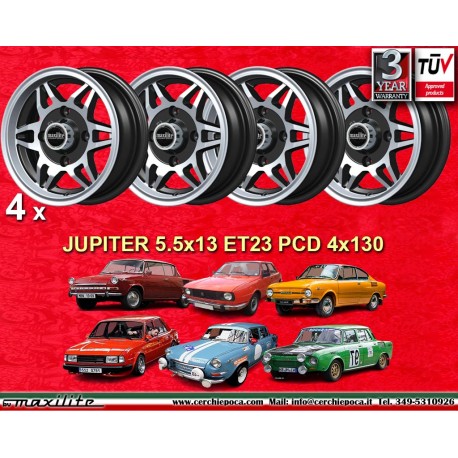 4 Felgen Jupiter 5.5x13 4x130 Skoda MB1000 MB1100 105 110 120 130 black/polished