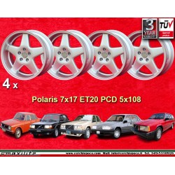 4 llantas Polaris 7x17 5x108 Volvo 140/160 240/260 740/760/780 940/960 silver