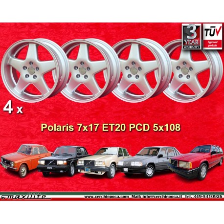 4 Felgen Polaris 7x17 5x108 Volvo 140/160 240/260 740/760/780 940/960 silver