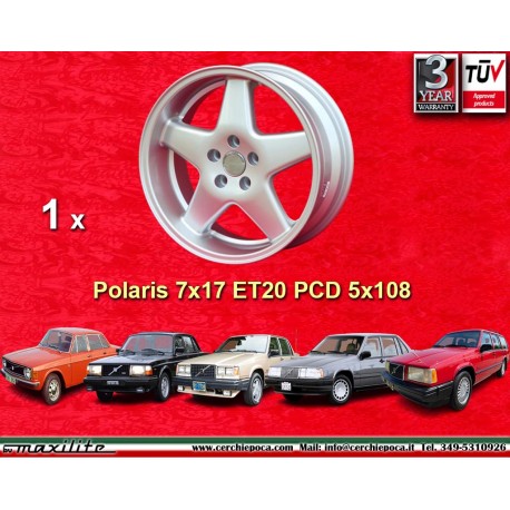 4 Felgen Polaris 7x17 5x108 Volvo 140/160 240/260 740/760/780 940/960 silver