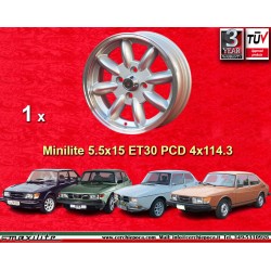 1 cerchio Minilite 5.5x15 ET30 4x114.3 Saab 90  silver/diamond cut