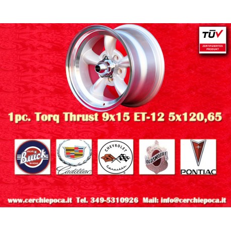 CADILLAC,CHEVROLET Torq Thrust  8x15 ET0 5x120.65 silver/diamond cut Camaro Nova Chevelle El Camino cerchio wheel jante felge ll