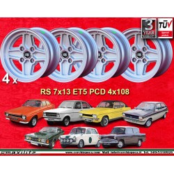 4 llantas RS 7x13 4x108 Ford Escort  Escort Mk1-2 Capri Cortina silver