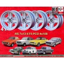 4 Felgen RS 7x13 4x108 Ford Escort  Escort Mk1-2 Capri Cortina silver