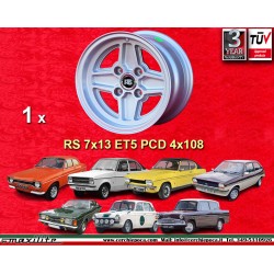 1 llanta RS 7x13 4x108 Ford Escort  Escort Mk1-2 Capri Cortina silver