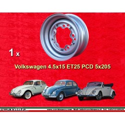 1 jante OE 4.5x15 5x205 Volkswagen VW  VW 1950-67 4.5x15  PCD 5x205  ET25  ABE  silver.D silver