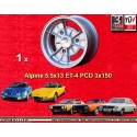 1 jante Alpine 5.5x13 3x150 Matra Renault A110  A110 R12 R15 R16 R17 Matra 530  silver