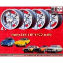 4 Felgen Alpine 5.5x13 3x150 Matra Renault A110  A110 R12 R15 R16 R17 Matra 530  silver