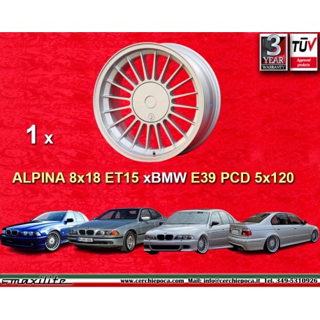 1 llanta Alpina 8x18 5x120 BMW serie 5 E39 silver/black