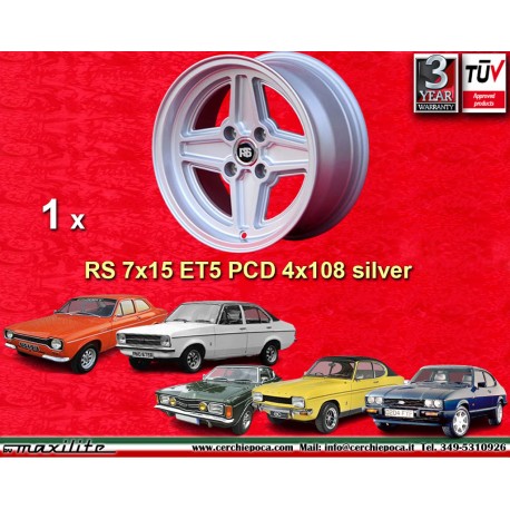 1 jante RS 7x15 4x108 Ford Escort Mk1-2 Capri Cortina black/diamond cut