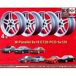 4 wheels M-Parallel 8x18 5x120 BMW s5 E28 E34 E39 E60 E61 s6 E24 s7 E23 E32 E38 silver/diamond cut