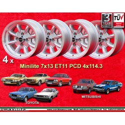 4 llantas Minilite 7x13 4x114.3 Toyota Datsun Nissan Mazda Mitsubishi Toyota AE86 Levin Trueno Celica TA22 RA28 RA40 Dat