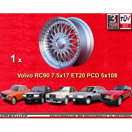 1 llanta RC90 7.5x17 5x108 Volvo Volvo 140 160 240 260 740 760 780 940 960 silver/diamond cut