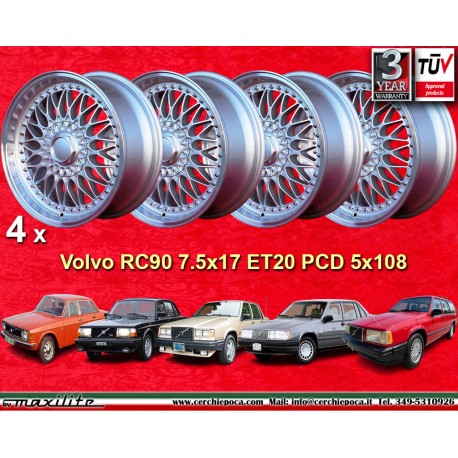 4 llantas RC90 7.5x17 5x108 Volvo Volvo 140 160 240 260 740 760 780 940 960 silver/diamond cut
