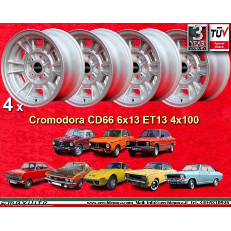 4 llantas Minilite 6x13 4x100 BMW Opel Volkswagen  1502 1602 1802 2002 tii 3 E21 Kadett B-C Manta Ascona A-B GT Olympia 