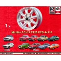 1 llanta Minilite 5.5x13 4x110 Mazda Toyota Corolla  Corolla KE10/20 Mazda 616 818 RX-2 RX-3 RX-7 323 626 929  silver/di